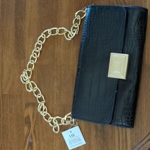 NEW!  Virginia Wolf Black Faux Leather Purse